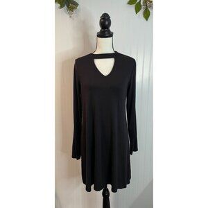 Maurices Womens Black Long Sleeve Keyhole Tunic Dress Medium Rayon/Spandex